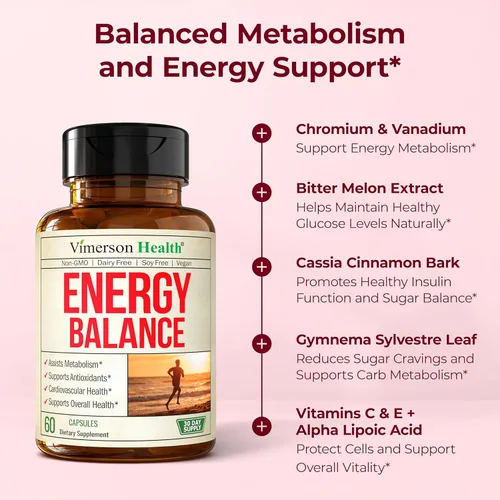 Miniatura 5 de Vanadio con cromo. Suplementos de apoyo de glucosa en sangre. Suplemento de cromo vanadio para apoyo energético y metabolismo sin cafeína. Con ácido