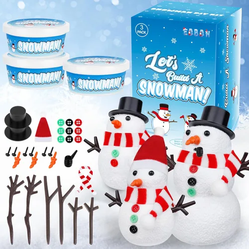Kit de Manualidades Navideñas de Muñeco de Nieve, Paquete de 3 Kit de Manualidades DIY de Muñeco de Nieve para Niños, Construye un Muñeco de Nieve
