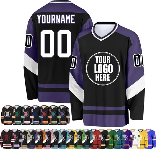 Miniatura 25 de Camiseta de hockey personalizada para hombres/mujeres/jóvenes/niños, nombre personalizado/número/logotipo de gran tamaño camiseta de entrenamiento