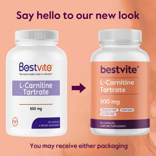 Miniatura 6 de BESTVITE Tartrato de L-carnitina 500 mg por cápsula (120 cápsulas) - Sin estearatos - Sin OMG - Sin gluten - Apoya la salud del corazón