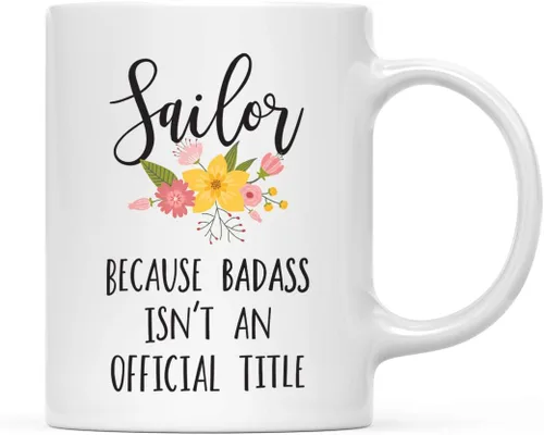 Miniatura 62 de Andaz Press Taza de café de 11 onzas, regalo de broma, tía porque Badass no es un título oficial, gráfico floral, 1 paquete