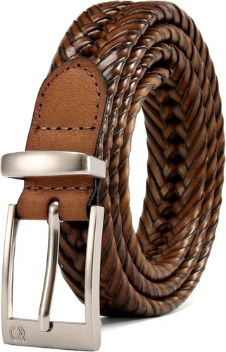 Miniatura 9 de CHAOREN Cinturones trenzados de cuero para hombre, cinturón de cuero tejido casual de 1 1/8 pulgadas para pantalón de vestir