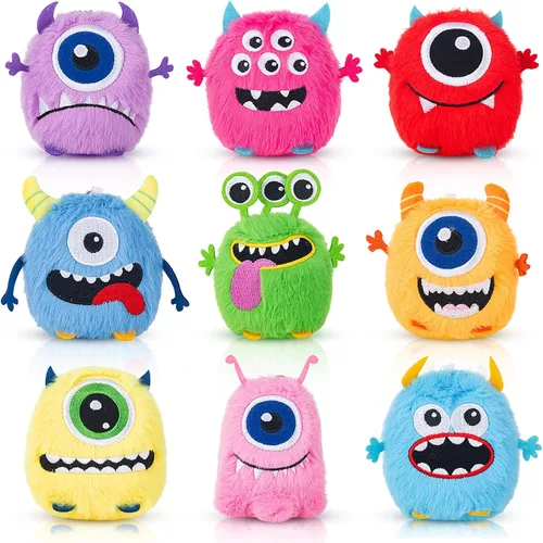 Miniatura 8 de Libima 9 piezas mini llaveros de animales de peluche de 3.15 pulgadas, pequeños adornos lindos de felpa, juguetes a granel para baby shower