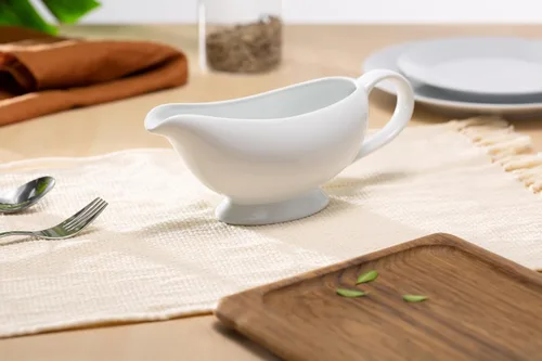 Miniatura 4 de Kook Salsera de cerámica, dispensador para servir, jarra de porcelana para salsas, aderezos y crema, asa grande, apto para microondas y Formal