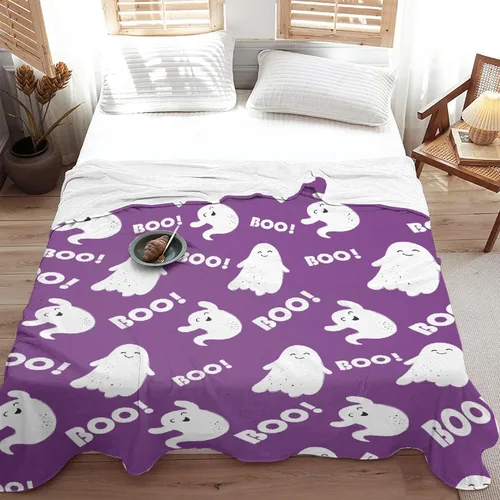 Miniatura 4 de Manta de fantasmas morados para niñas, mujeres y niños, manta ligera de forro polar espeluznante para niños, mantas de franela suave, decorativas