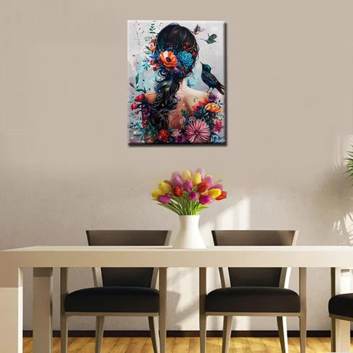 Miniatura 2 de Tucocoo Pintura de mujeres y mariposas por números para adultos principiantes, pintura de frutas por números sobre lienzo, fácil de pintar