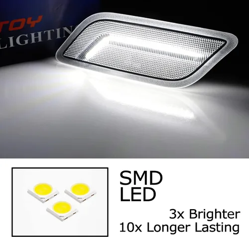 Miniatura 3 de iJDMTOY Luces de marcador lateral delanteras de tira completa LED blancas con lente semitransparente Compatible con Mercedes W207 E-Class 2-puertas