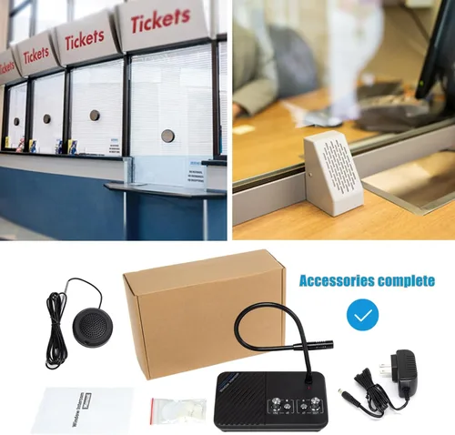 Miniatura 2 de Sistema de intercomunicación de altavoz de ventana, intercomunicador de ventana, micrófono de intercomunicación de doble vía antiinterferencias