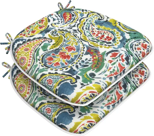 Miniatura 62 de DYTXIII Juego de 2 cojines para sillas de exterior con lazos, almohadillas repelentes al agua para sillas de patio de 17 x 16 pulgadas para muebles