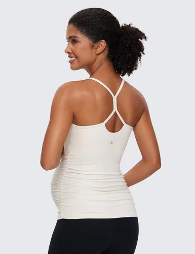 Miniatura 2 de CRZ YOGA Butterluxe - Camiseta sin mangas de maternidad con espalda en Y para mujer, fruncida, básica, sin mangas, atlética, para yoga