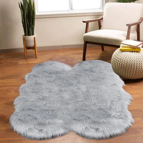 Miniatura 27 de Latepis - Tapete rectangular de piel sintética tipo lana de oveja suave, esponjosa y lavable para sala de estar, dormitorio, sala de juegos o Blanco
