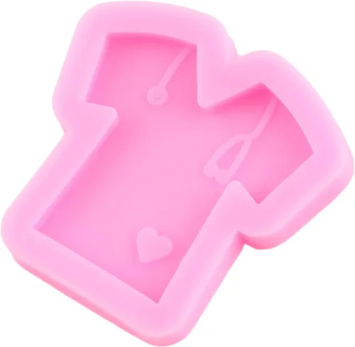 Miniatura 7 de Molde para llavero de silicona para camisa de enfermera, estetoscopio de corazón, molde de fundición con tema de médico, moldes de resina