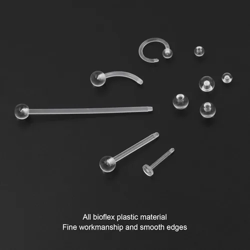 Miniatura 5 de PiercingArt 36pcs Clear Piercing Retainers Bioflex Nose Tongue Nipple Belly Rings Eyebrow Lip Nose Studs Cartilage Tragus Earring Retainer