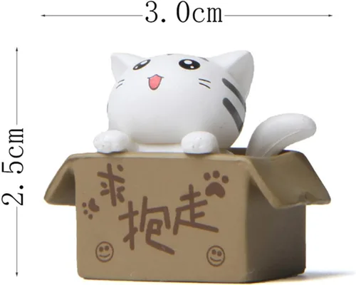 Miniatura 6 de Walbest Lindas figuras de gato para decoración de escritorio, gato en miniatura en caja de cartón, figuras de gato, caja coleccionable, figura