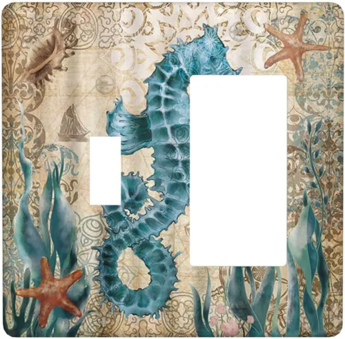 Miniatura 70 de Cubiertas de Interruptor de Luz Artísticas de Cuádruple Palanca con Hojas Tropicales Florales Boho, Flores Bohemias Decorativas Botánicas, Placas