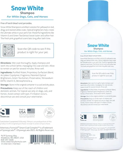 Miniatura 7 de Veterinary Formula Smart Coat Complex Snow White Shampoo para perros y gatos, 17 onzas líquidas, elimina suavemente las manchas y el amarillamiento