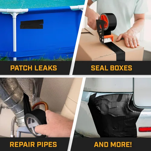 Miniatura 5 de Lockport Cinta Adhesiva para Conductos de Servicio Pesado Resistente al Agua, 20 Yardas x 2 Pulgadas, Rollo Adhesivo Fuerte para Reparación en Negro