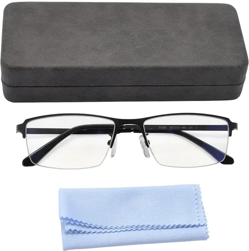 Miniatura 5 de Gafas de bloqueo de luz azul para computadora, para hombres, gafas de juegos de computadora, medio marco de metal, lente transparente, protección