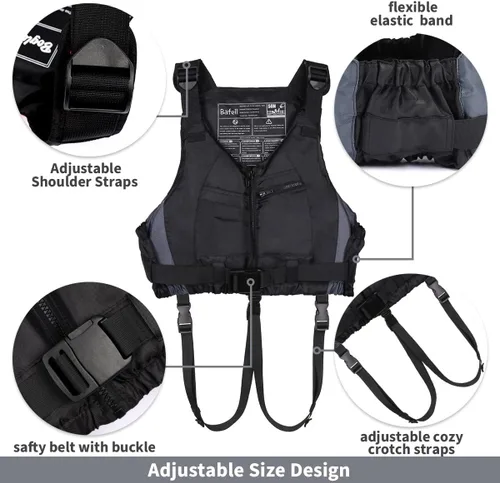 Miniatura 4 de Yueta Chaleco de natación para adultos, correa ajustable en la entrepierna, chaqueta de natación para kayak, pesca, deportes acuáticos