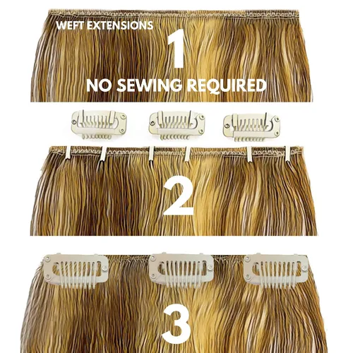 Miniatura 4 de Kit de extensiones de cabello con clip, convierte extensiones de cabello humano con cinta adhesiva en un juego de clip personalizado, clips a Negro