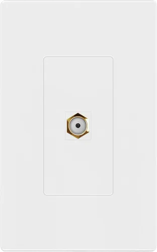 ENERLITES Puerto Placa de pared Keystone sin tornillos con acoplador dorado tipo F de mamparo, conector de audio/video, hembra, tamaño estándar de 1