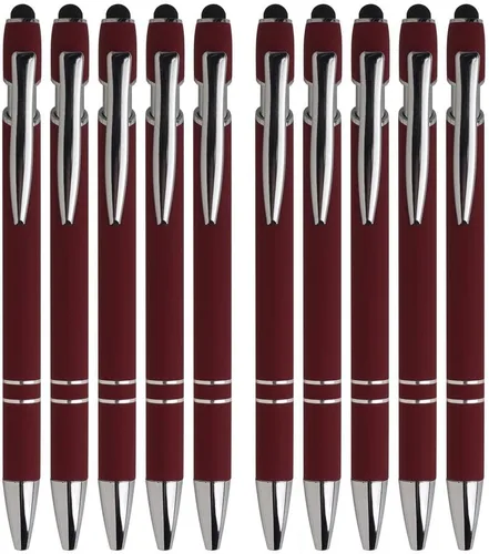 Miniatura 3 de Bolígrafo con punta de lápiz capacitivo, tinta negra, punta media, 0.039 in, tacto suave, metal, mate, varios colores, barril, 10