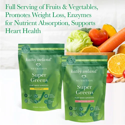 Miniatura 3 de Kathy Ireland Nutrition Mezcla de polvo Super Greens a base de plantas, sandía, 9.5 onzas