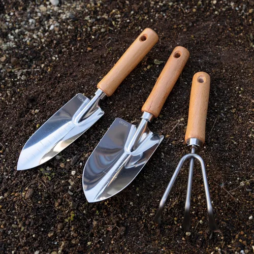 Miniatura 4 de Garden Helper Herramienta de jardín cultivador de mano 3 garras para plantar, rastrillo de mano de jardín de acero inoxidable japonés, mango