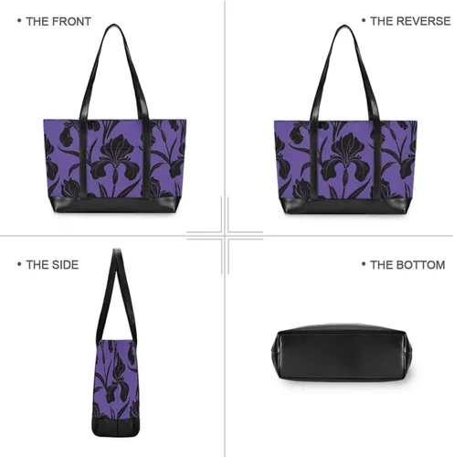 Miniatura 5 de Indigo Black Flower Bolso de mano de moda para portátil con cremallera para la universidad con bolsa de almuerzo ejecutivo para mujer
