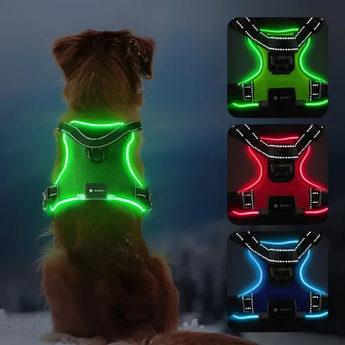 Miniatura 9 de MASBRILL Arnés para perro con luz LED - Arnés LED para perro sin tirones, recargable, ajustable, chaleco arnés iluminado para perros pequeños