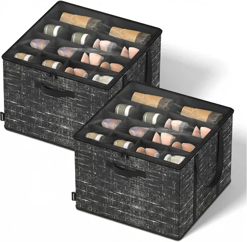 Miniatura 10 de SONGMICS Organizador de zapatos para armario, caja organizadora de zapatos de tela con divisores ajustables, compartimentos de almacenamiento