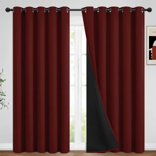 Miniatura 354 de Yakamok Cortinas negras, cortinas de ventana con aislamiento térmico y eficiencia energética para dormitorio, cortinas opacas completas y cortinas