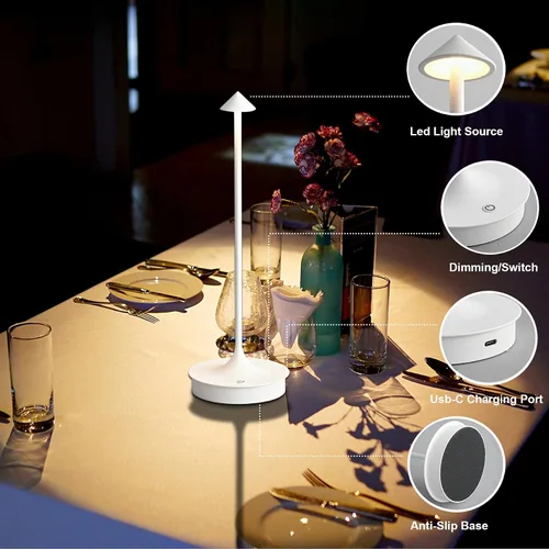 Miniatura 3 de Cordless Table Lamp Rechargeable LED Table Lamps Battery Operated 4000mAh Touch Dimmable Wireless Lamp Waterproof Portable Outdoor Table Light for