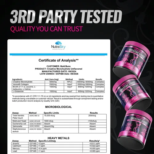 Miniatura 8 de Bold Buns Creatina para mujeres – Suplemento de construcción de glúteos con colágeno y BCAA – Apoya el desarrollo muscular, recuperación después