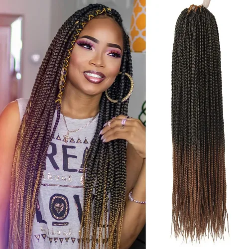 Miniatura 15 de 6 paquetes de trenzas de ganchillo de caja, cabello sintético pre-anillado, trenzas de ganchillo de caja, trenzas de ganchillo de 22 pulgadas