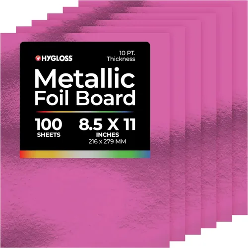 Miniatura 19 de Hygloss Hojas de cartulina metálica, 100 hojas de oro mate, 8.5 x 11 pulgadas, resistentes, 10 puntos, papel de cartón metálico para manualidades