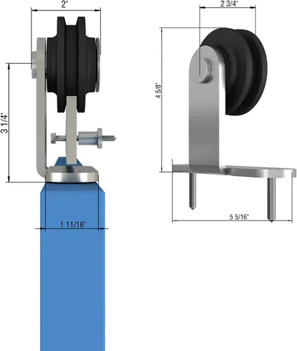 Miniatura 7 de JUBEST Kit de herrajes para puerta corrediza de granero de níquel satinado, kit de riel plano de una sola puerta, rodillo montado en la parte