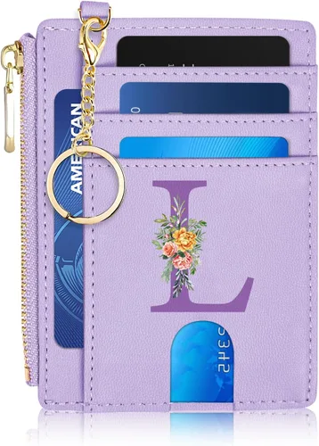 Miniatura 13 de Tarjetero para mujer minimalista y delgado con bolsillo frontal, bloqueo RFID, cartera compacta con ventana para identificación y bolsillo