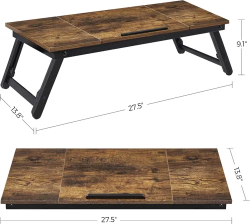Miniatura 4 de SONGMICS ULLD110B01 - Mesa de escritorio para laptop, bandeja para cama o sofá, desayuno, parte superior inclinable ajustable, para diestros