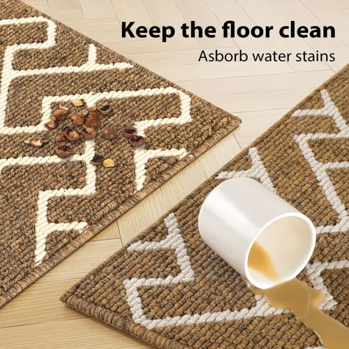 Miniatura 5 de hicorfe Juego de 2 tapetes de cocina antideslizantes para piso, cómodas alfombras de cocina lavables para pasillos, entrada, cuarto de servicio