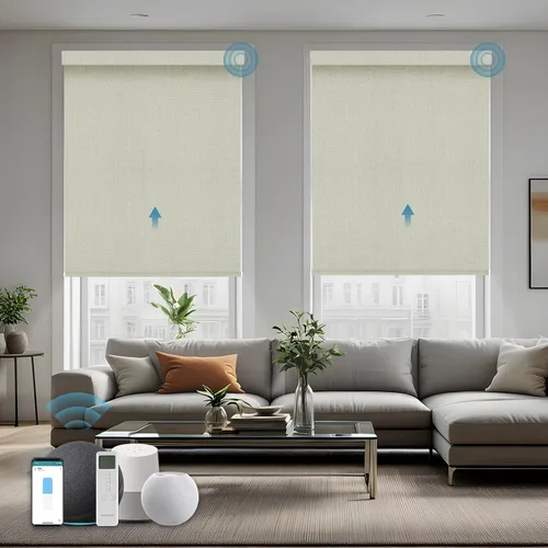 Miniatura 12 de Persiana Motorizada, Compatible con Homekit Thread-Enabled, Persianas Inteligentes 100% Opacas con Control Remoto, Persiana Enrollable Eléctrica