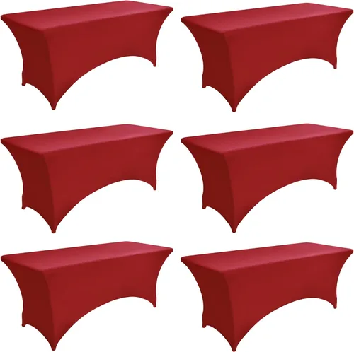 Miniatura 46 de Paquete de 2 Cubiertas de Mesa de Spandex de 4 pies para Mesas Plegables Rectangulares - Manteles Elásticos Ajustados Resistentes a las Arrugas