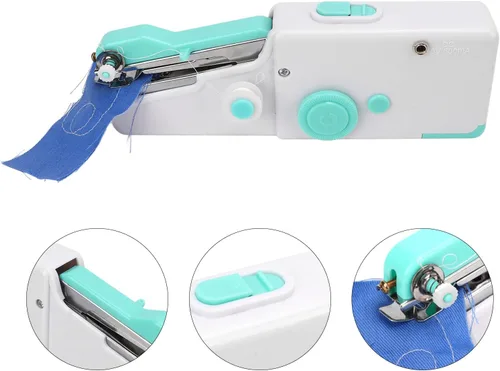 Miniatura 6 de Máquina de coser de mano, mini máquina de coser portátil, pequeña máquina de reparación, herramienta doméstica para telas, ropa, niños, tela, hogar