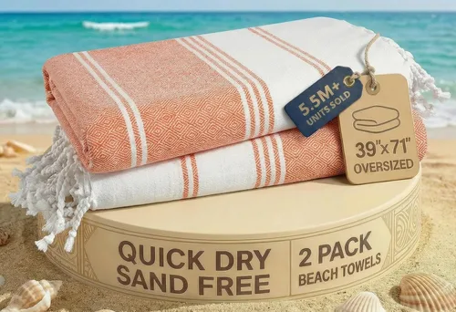 Miniatura 34 de LANE LINEN - Paquete de 4 toallas de playa de gran tamaño, toalla de piscina prelavada, extragrande, de secado rápido y sin arena, toalla de viaje