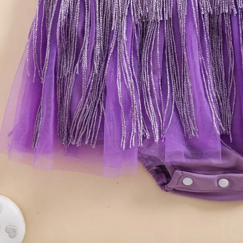 Miniatura 55 de Sasaerucure Traje de verano para bebé niña, sin mangas, mameluco de encaje tutú, mameluco de una pieza con volantes