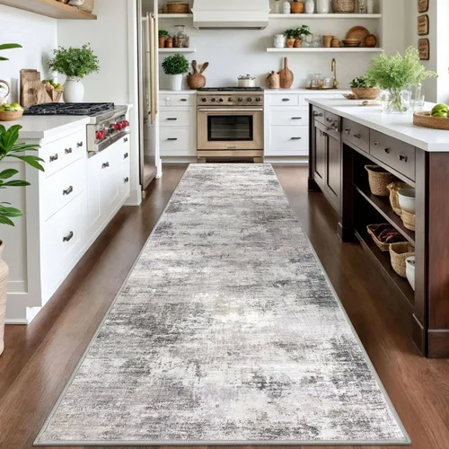 Miniatura 931 de IOHOUZE Alfombra abstracta lavable de 3 x 12 pies para pasillos, antideslizante para cocina, camino de entrada de lana sintética para interiores
