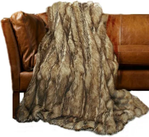Miniatura 26 de Fur Accents Manta suntuosa de piel sintética de lujo, calidad de diseñador fabricada en Estados Unidos, Winter Fox