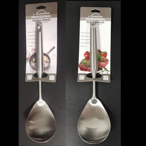 Miniatura 8 de Cuchara de arroz, cuchara de acero inoxidable, espátula para servir, cucharón, utensilio de cocina para restaurante y hogar, mango a prueba
