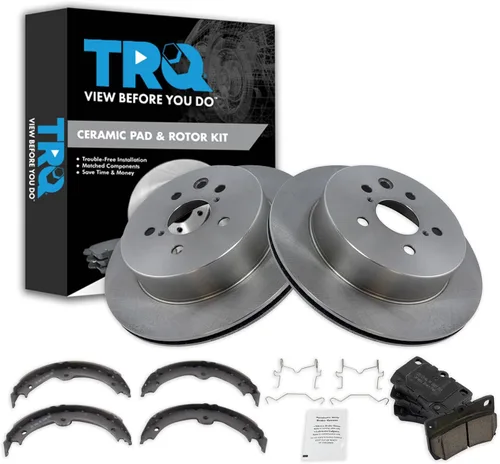 Miniatura 13 de TRQ Kit de pastillas de freno y rotor Posi trasero premium con zapatas de estacionamiento para camión GM SUV