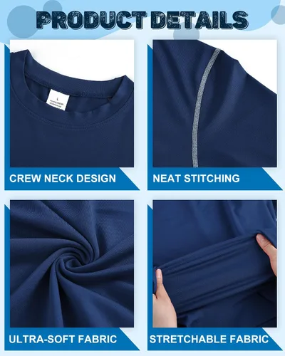Miniatura 3 de Hicarer Paquete de 6 camisas de compresión atléticas para hombre, camisetas de manga larga para correr, para entrenamiento deportivo